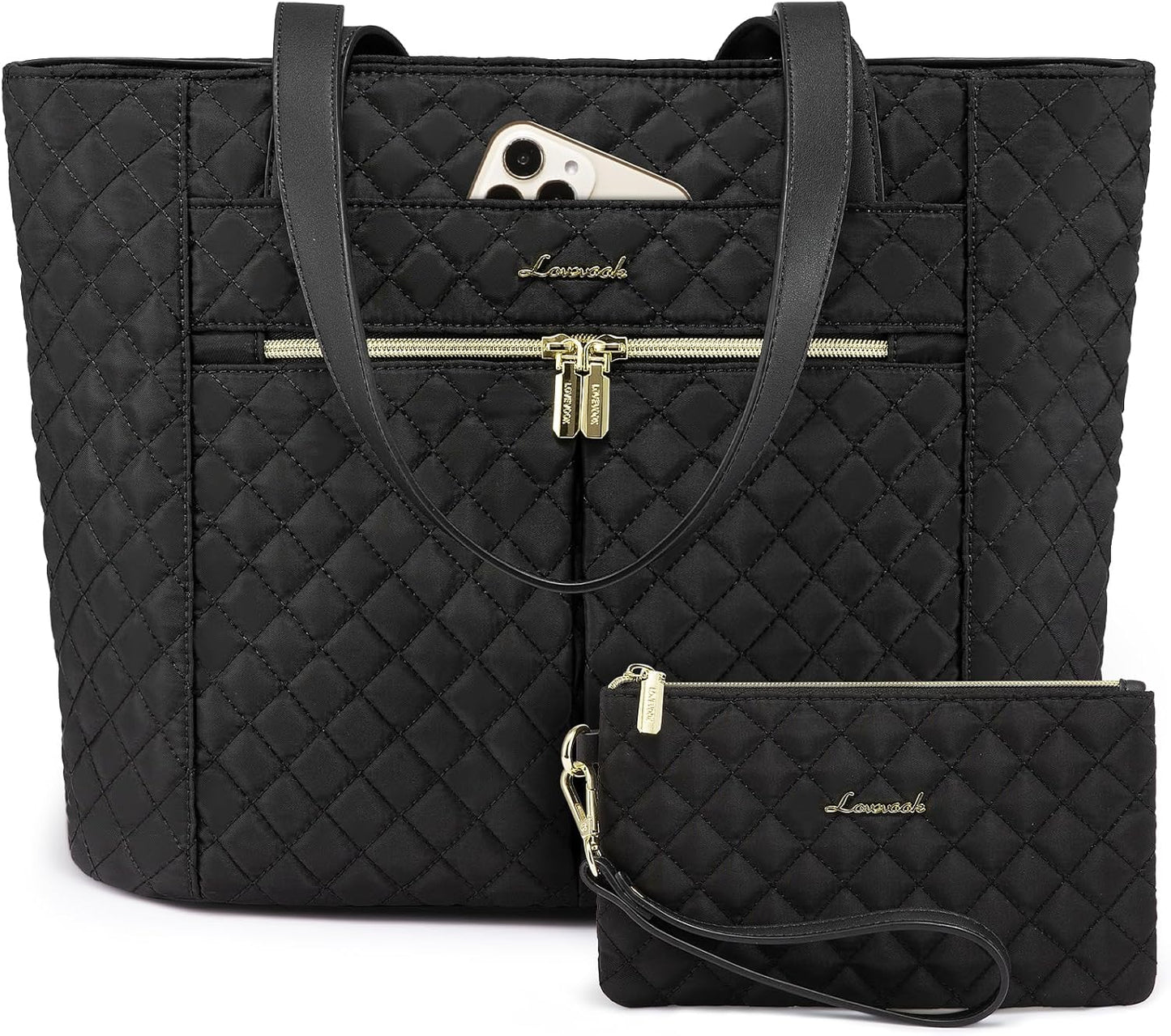 LOVEVOOK Laptop Bag for Women 17 inch,Diamond Quilted Work Tote Bags Womens Laptop Tote Bag