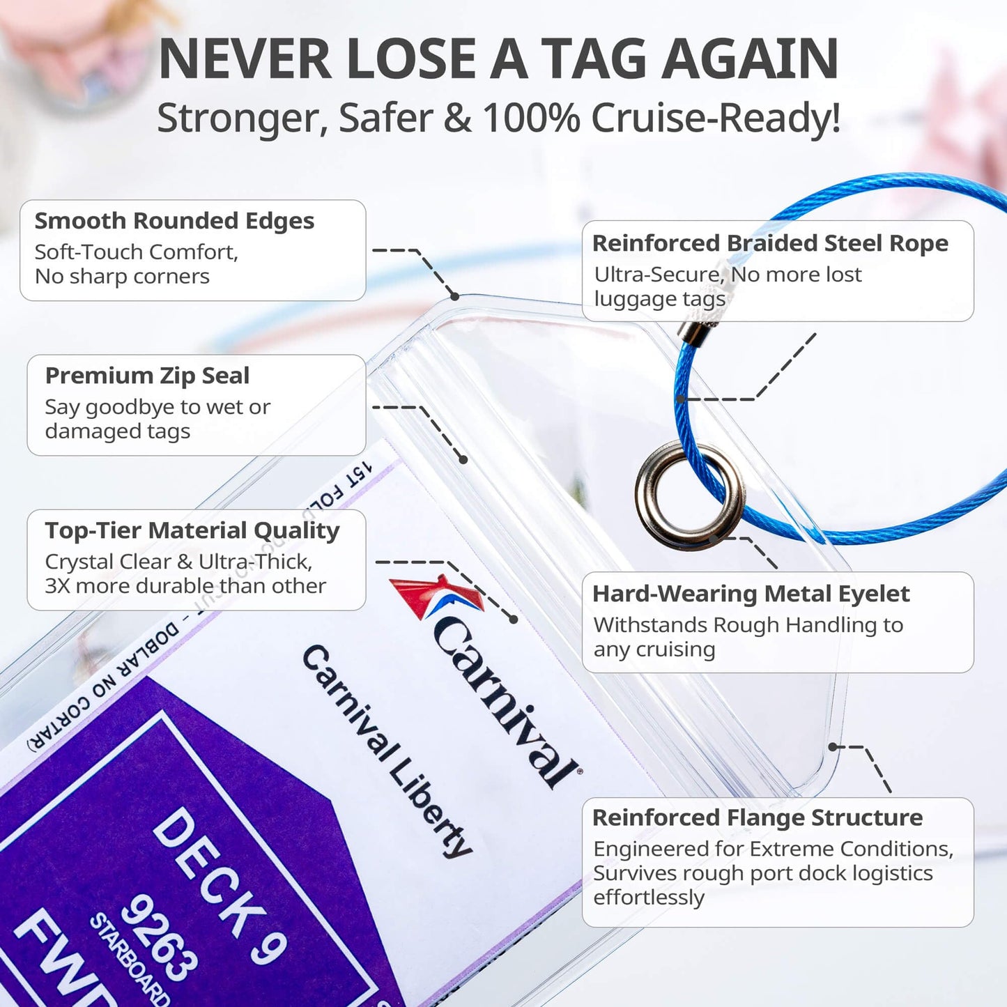 Cruise Ship Essentials for Carnival, Princess, NCL, MSC by JOLLYANTS, Cruise Luggage Tag Holders