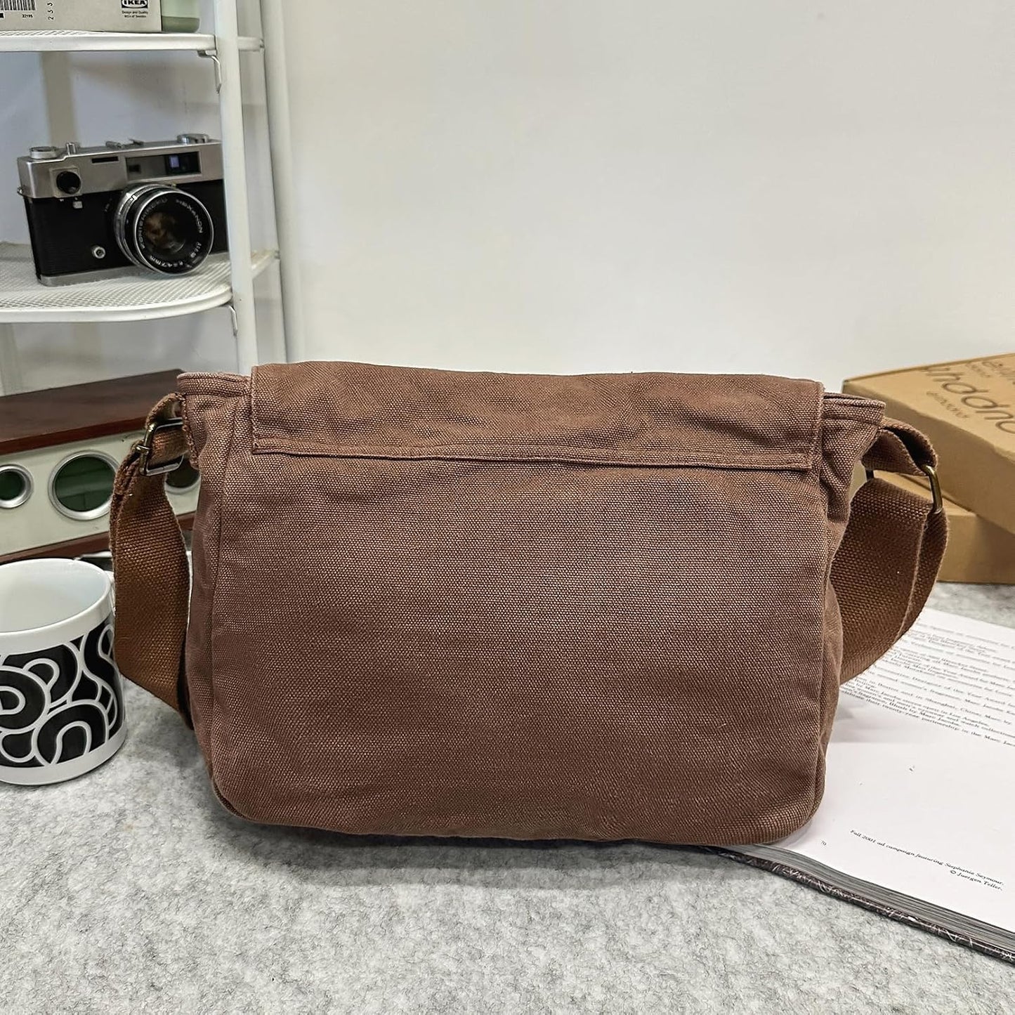 School Vintage Canvas Messenger Bag for Men Crossbody Shoulder Bag Satchel