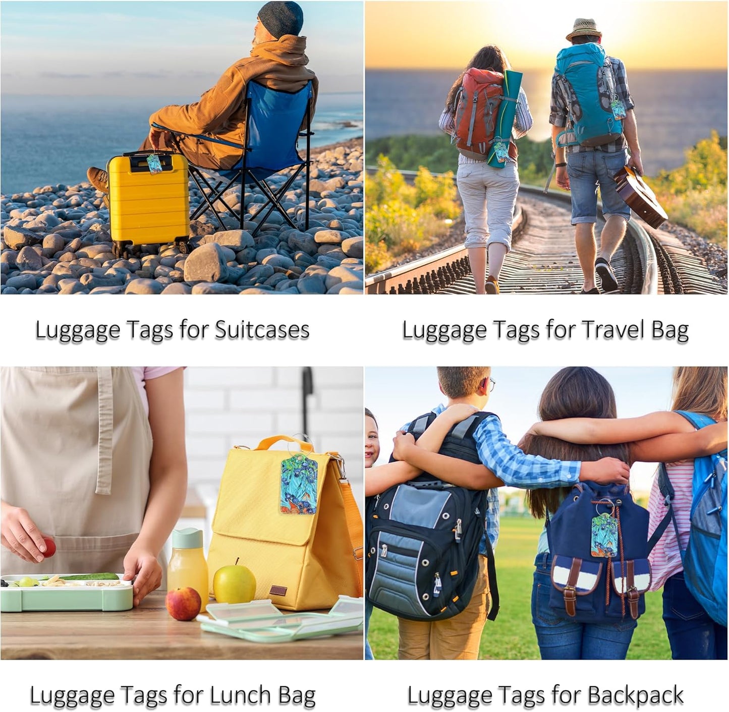 Luggage Tags for Suitcases, 2 Pack Cute PU Leather Luggage Tag TSA Approved with Stainless Steel Loop and Address Card Baggage Tag for Travel&Hotel Stays&Cruise Ships&Shipping and Mailing