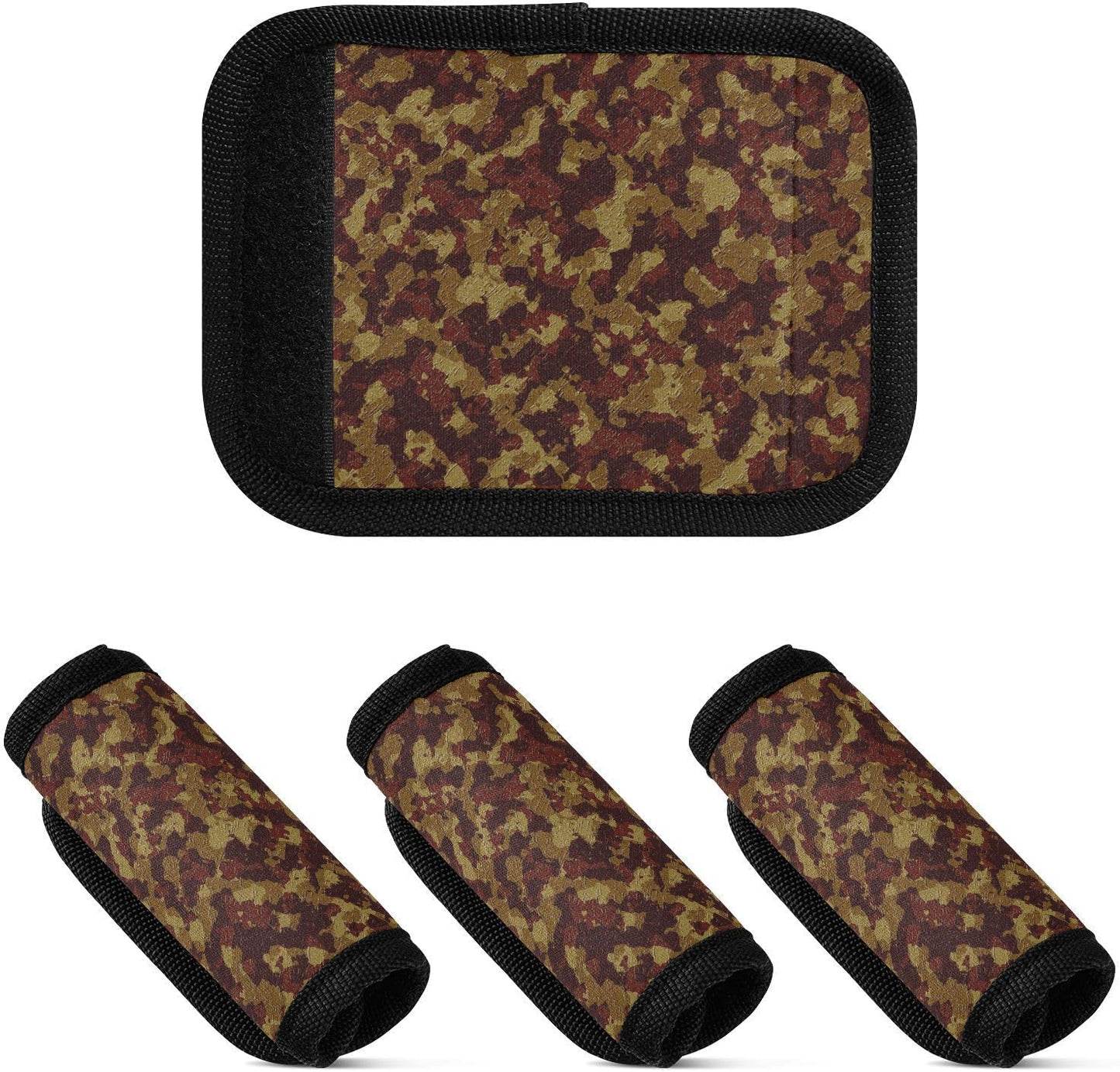 Camouflage Dark Brown 4 Pack Luggage Handle Wraps Covers for Suitcase Identifiers Bag Tags Travel Accessories