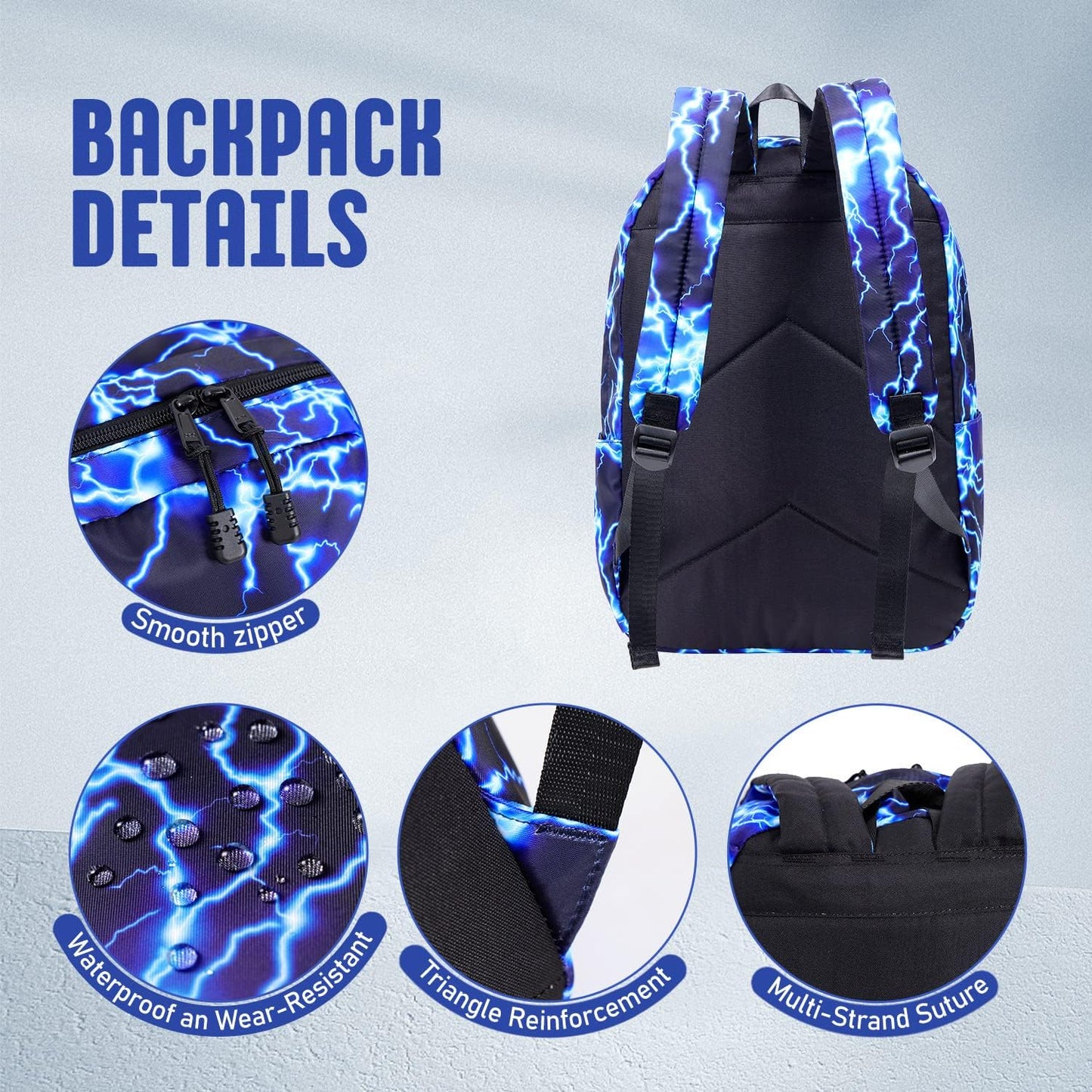 Checkered Backpack - School Backpack for Kids, Large Capacity, Waterproof, Lightweight, Black