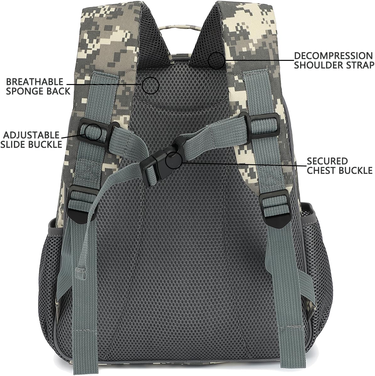 FlowFly Kids Backpack for Toddler Boys Girls, Simple Lightweight Bookbag for Daycare Kindergarten Elementary School Travel, Small Modern Bag (Medium 15''), Digital Camo