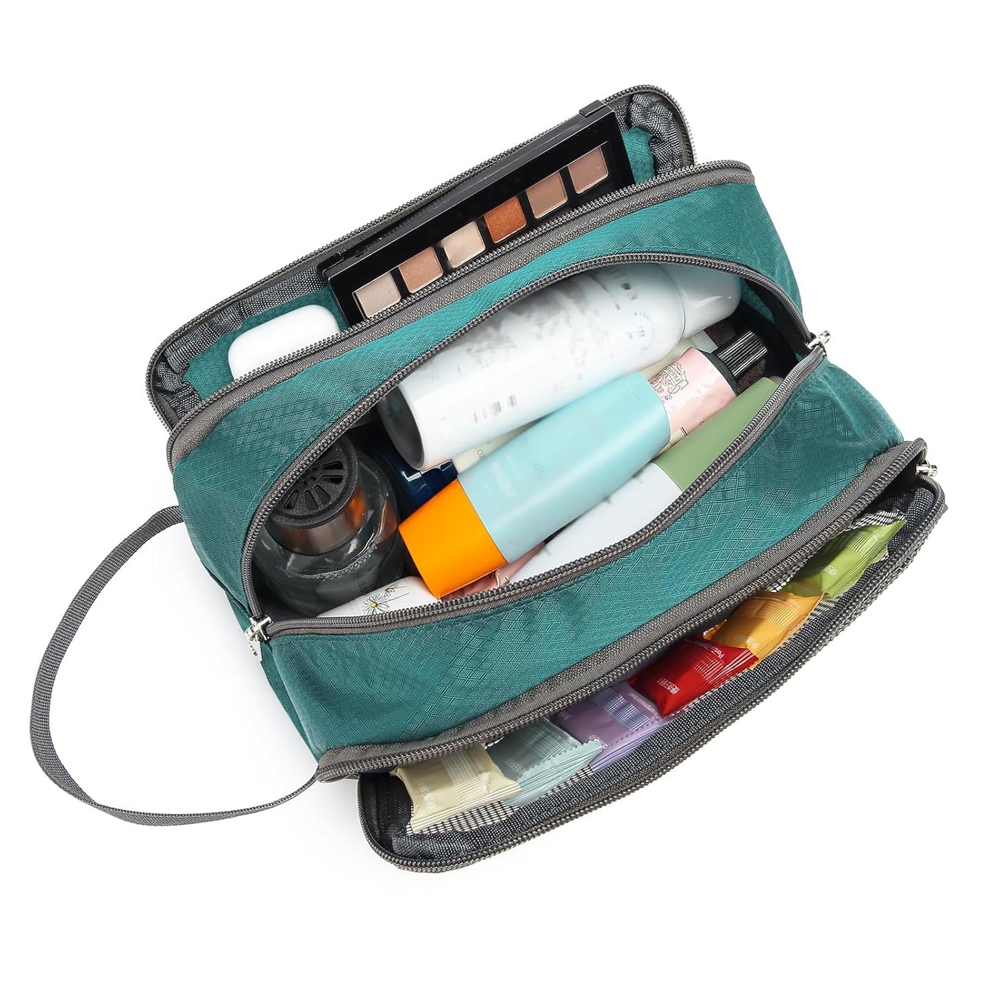 Yeiotsy Boys Toiletry Bag - Kids Travel Dopp Kit with Mesh Pockets, Compact Organizer for Gym, Camping, Hiking (Emerald Green)