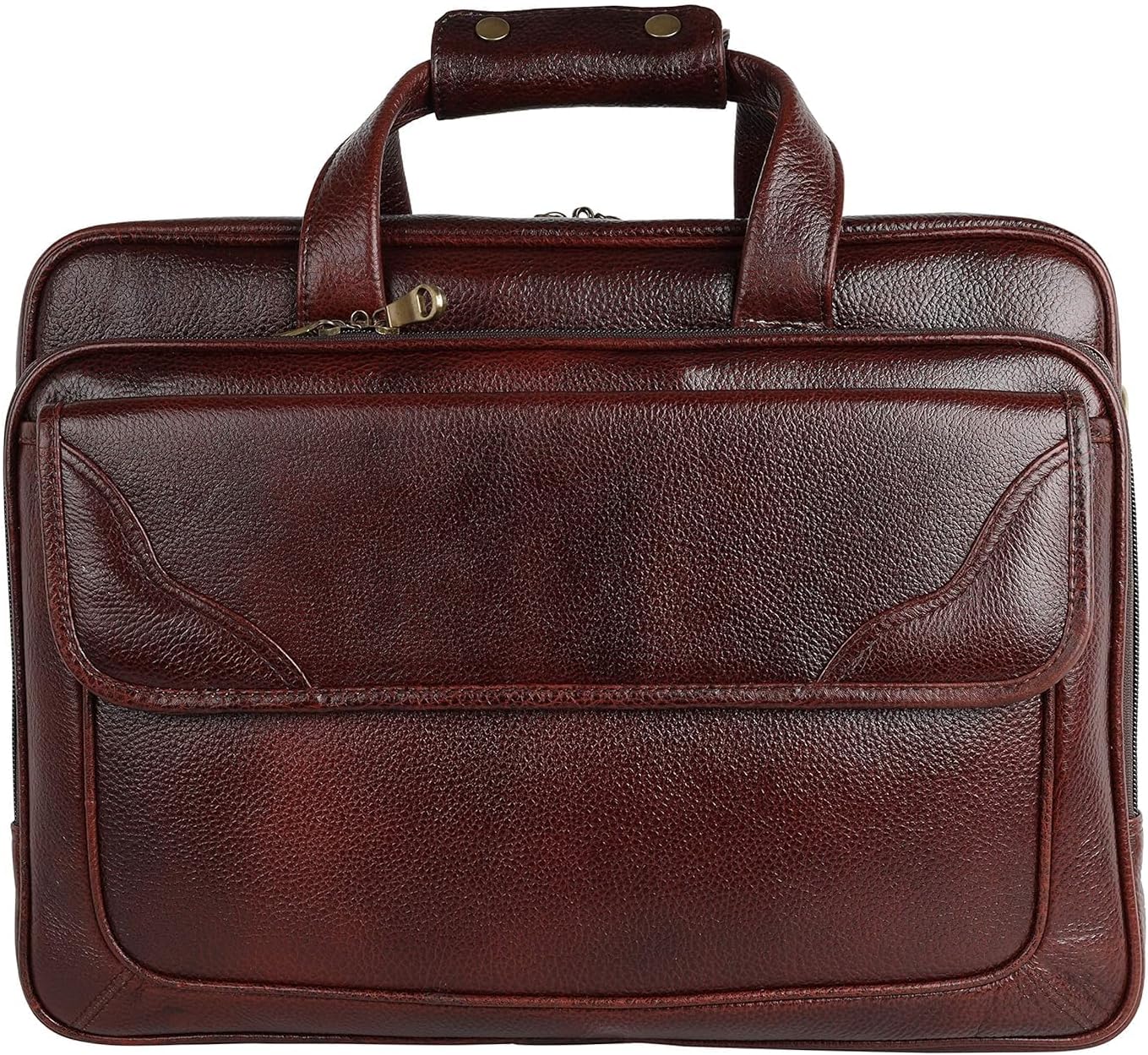 DA LV Full Grain Leather Laptop Briefcase for Men Top Choice Gifts Laptop Bag Multiple 16'' Compartments Brass Hardware