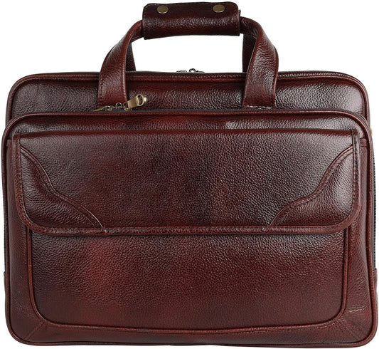 DA LV Full Grain Leather Laptop Briefcase for Men Top Choice Gifts Laptop Bag Multiple 16'' Compartments Brass Hardware