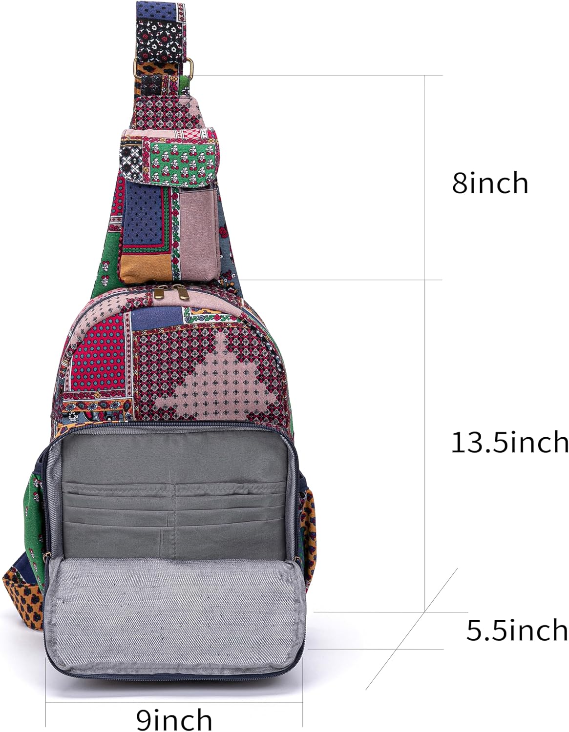 Coton Pose Women sling bag Elephant canvas large boho backpacks bohemian Crossbody Bag (blue)