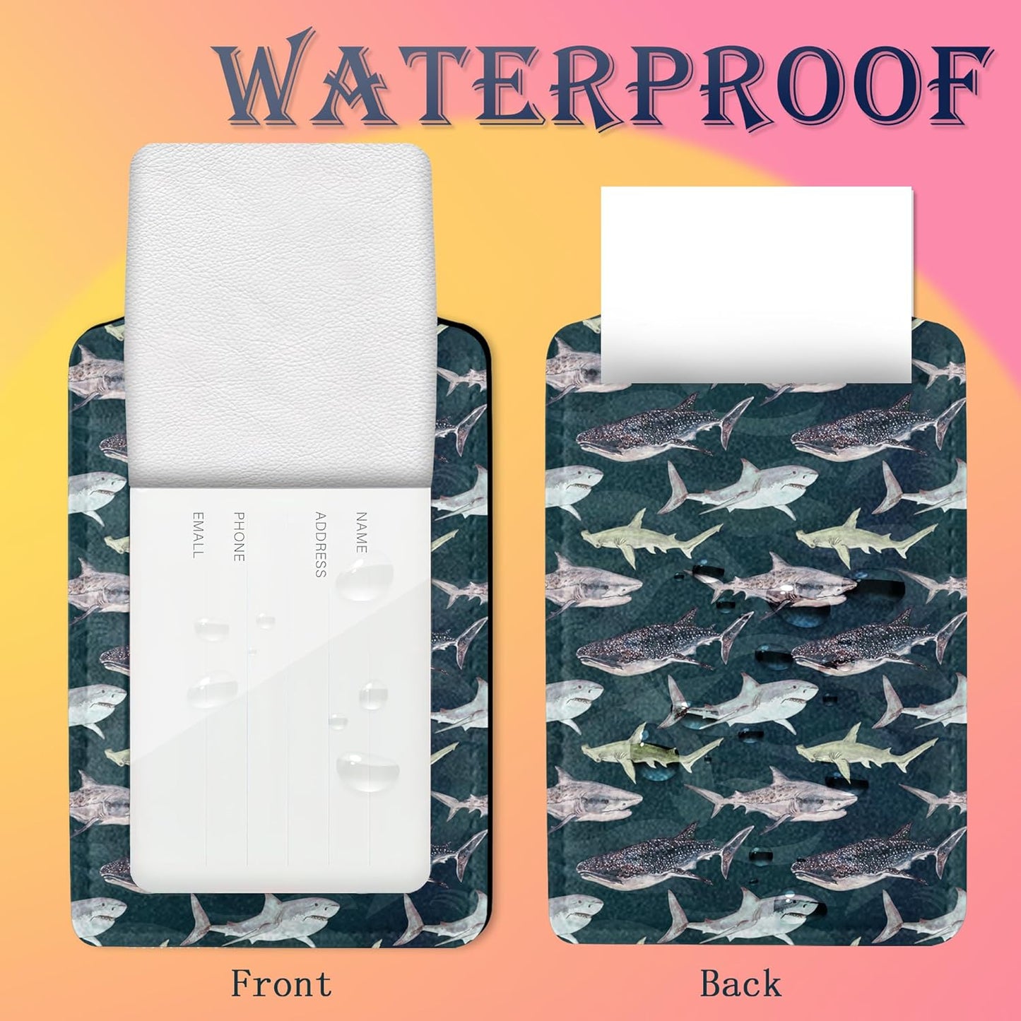 Luggage Tags for suitcases,2 Pack Cute Shark Luggage Tag,Leather Stainless Steel Loop Label Tag for Women Men Girls Travel Bag Suitcase