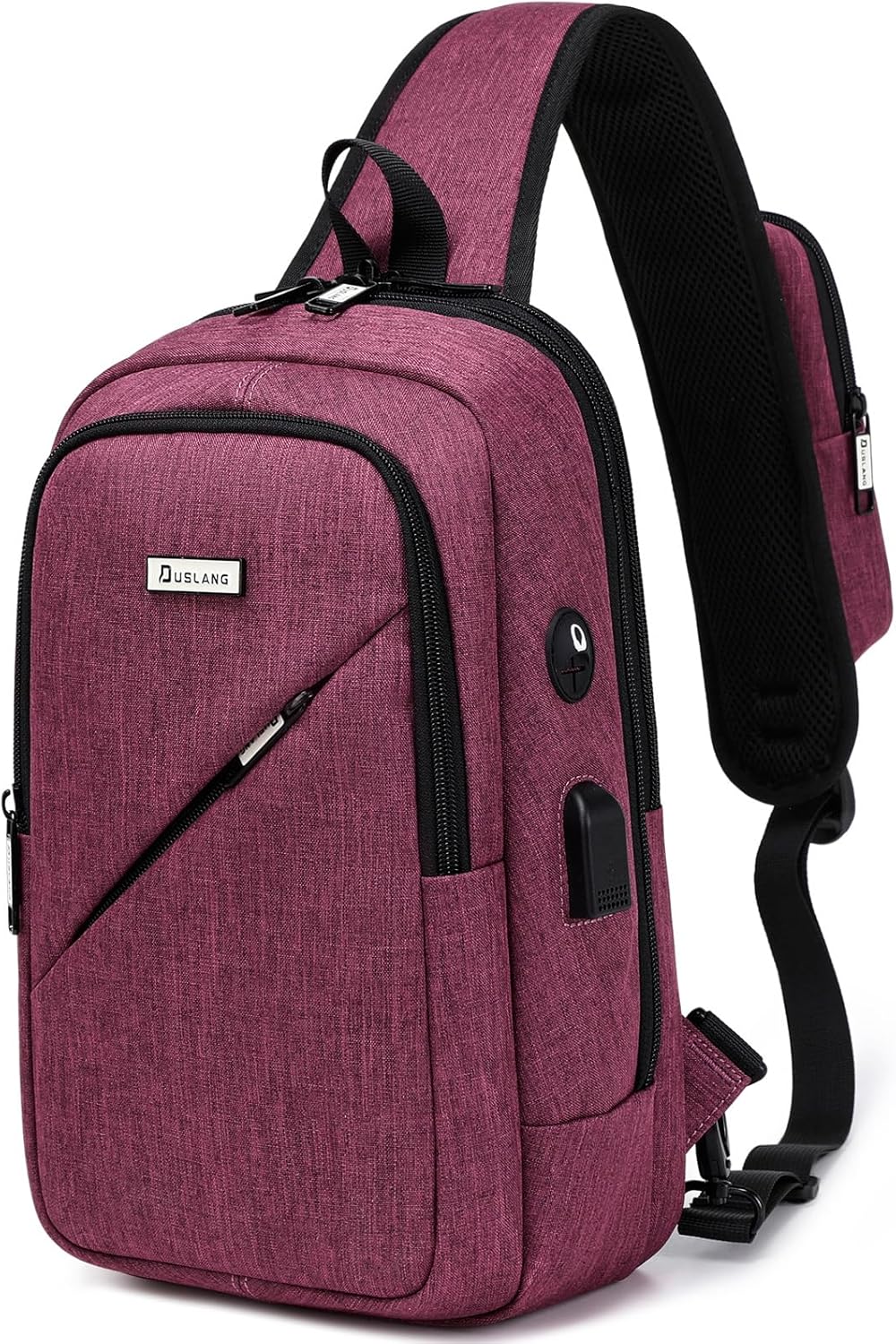 DUSLANG Hiking Crossbody Sling Backpacks Sling Bag for Men, Shoulder Backpack Chest Bags with USB Charger Port