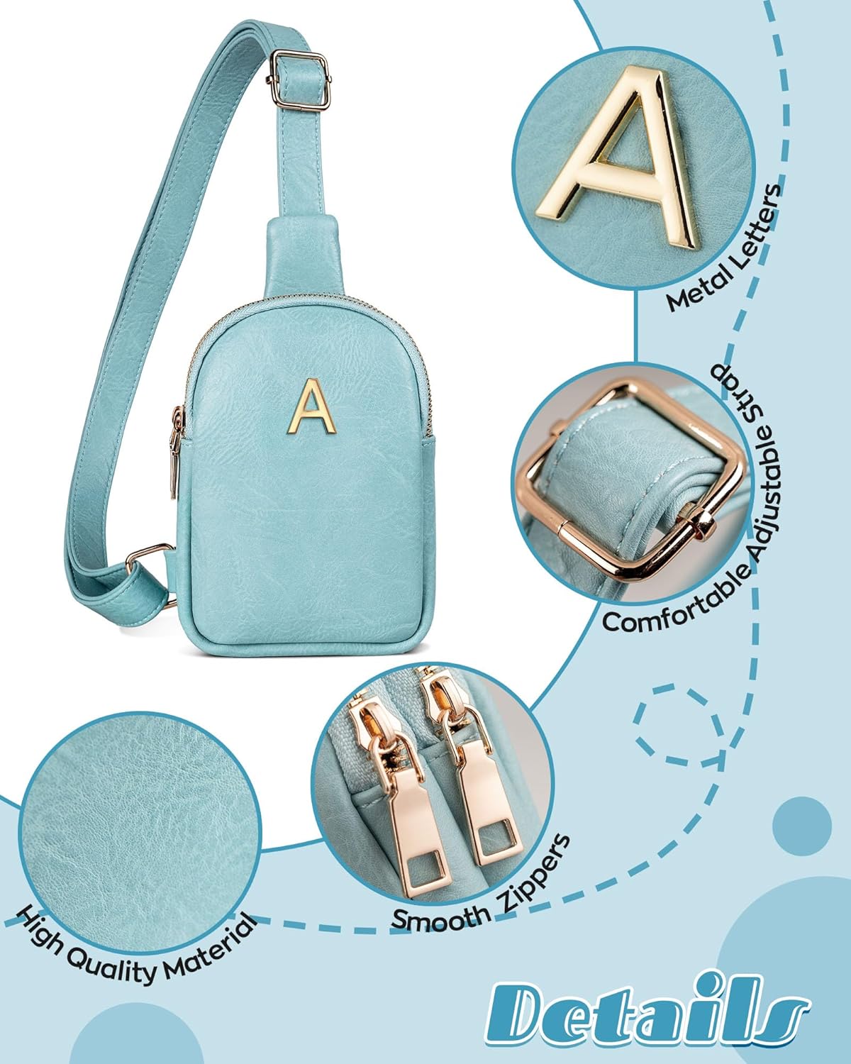 Personalized Birthday Gift for Teen Girls, Sling Purse with Initial Letter, Lightweight Small Crossbody Bags, Tween Girls Trendy Stuff, Waterproof Cell Phone Purse with Adjustable Strap