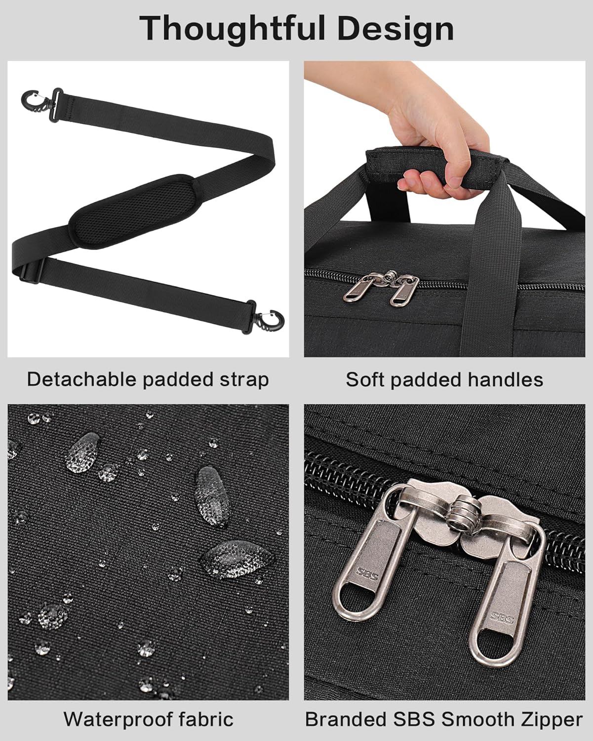 80L Foldable Large Travel Duffle Bag for Men and Women, Packable Duffel Bags with Shoe Compartment, Water Repellent & Tear Resistant (Black)