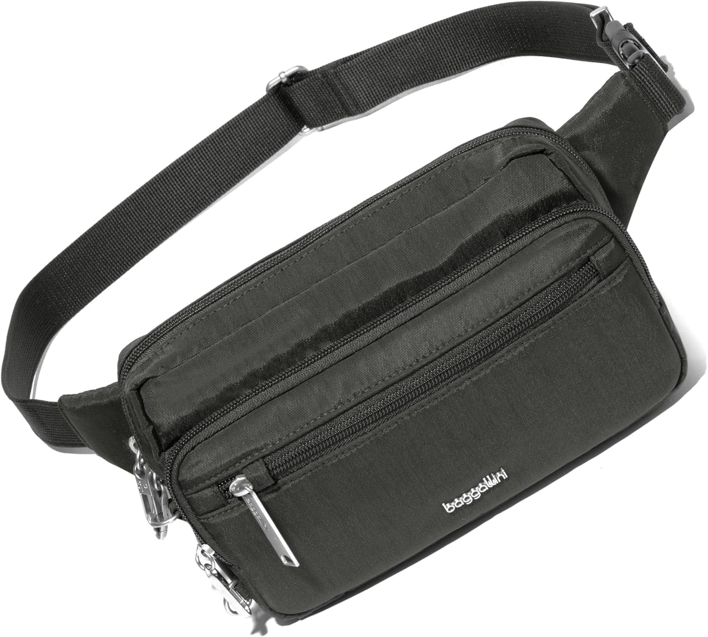 Baggallini Securtex Anti-Theft Belt Fanny Pack for Women RFID Wallet Locking Zipper-Travel Bag Crossbody Purse