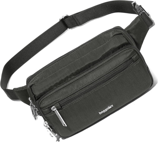 Baggallini Securtex Anti-Theft Belt Fanny Pack for Women RFID Wallet Locking Zipper-Travel Bag Crossbody Purse