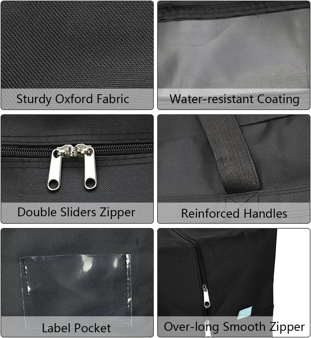 Pack of 3, 27.5 X 16.5 X 13.8", 3-Side Zip Open Storage Bags for Bulk Items Organizer, Travel Duffel Storage Bags, Water-resistant House Moving Organizer Bins with Handles, Black Dots