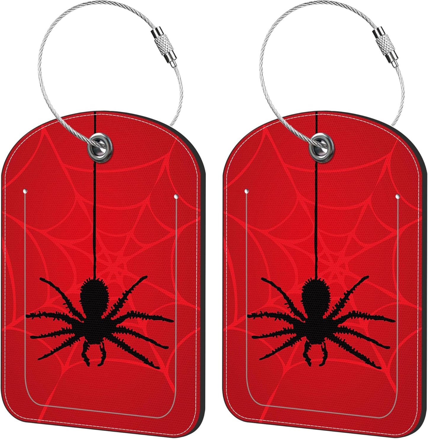2 Pack Cute Luggage Tag for Suitcases Spider on Spider Web Leather Luggage Tags with Stainless Steel Loop Privacy Flap Name Tags,Men and Women Travel Bag Suitcase Tags