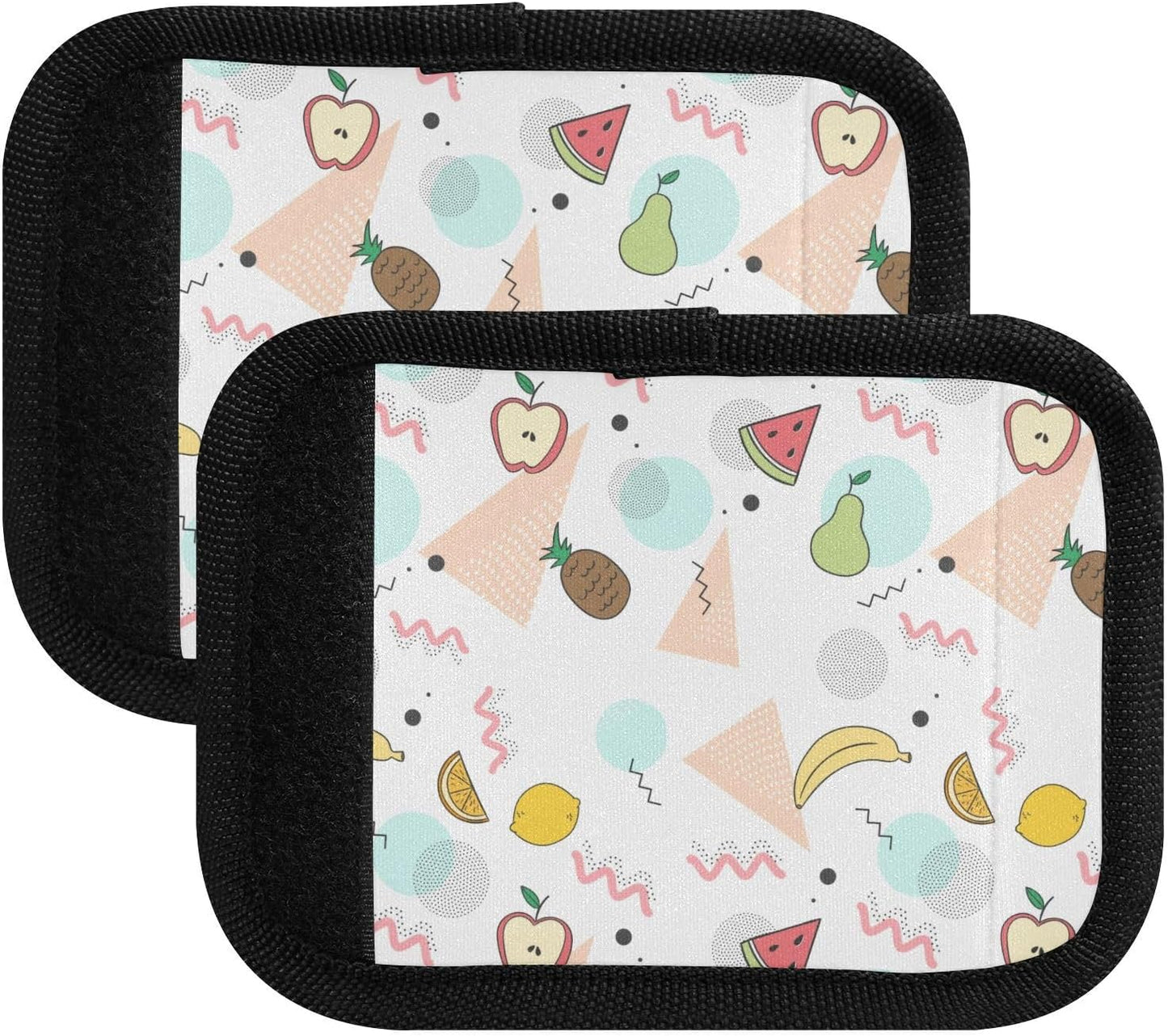 Triangles and Fruits White 2 Pack Luggage Handle Wraps Covers for Suitcase Identifiers Bag Tags Travel Accessories