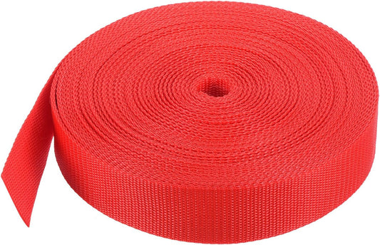 MECCANIXITY Lightweight Polypropylene Webbing Strap 1 1/2" 25 Yard Backpack Strapping Band Orange Red for Outdoor Luggage Cargo Straps