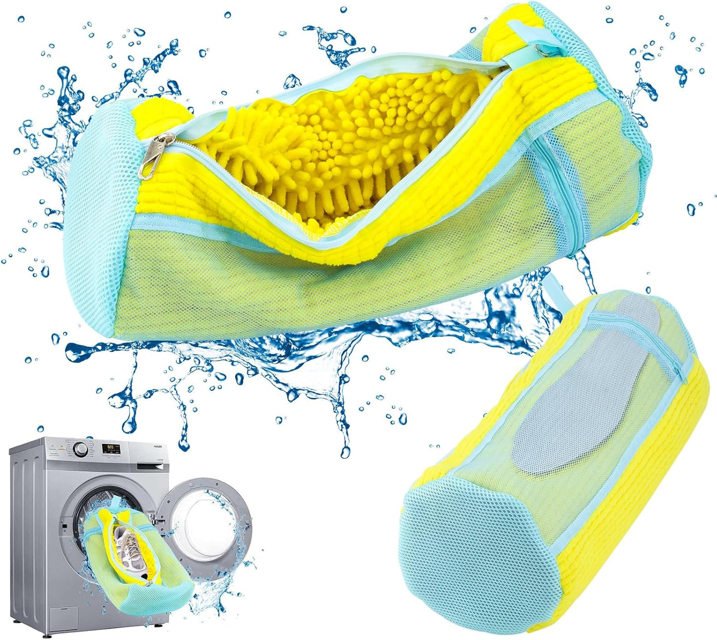 Shoe Washing Bags for Washing Machine – Durable Shoe Washing Machine Bags for All Shoe Types Sizes (Large Yellow 2PCS）