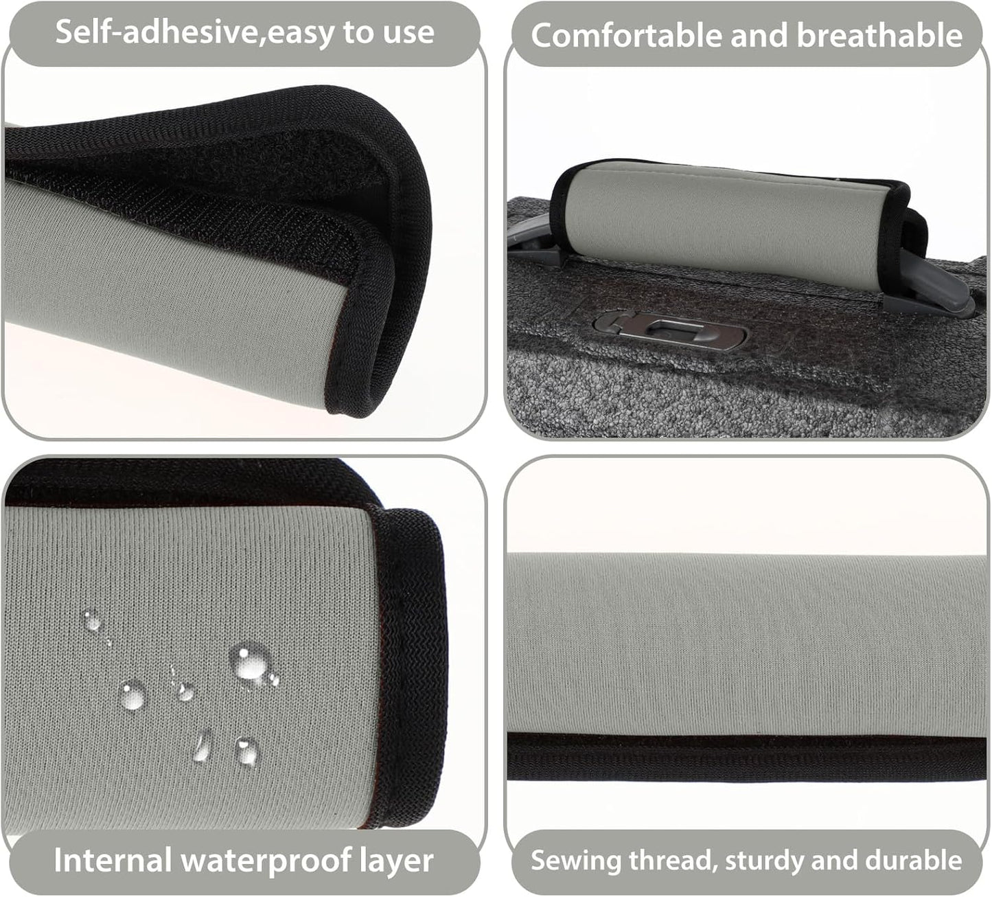2 Pack Luggage Handle Wraps for Suitcase Bright Color Luggage Handle Covers Suitcase Tags identifiers Travel Accessories for Airplane/Flying (Grey)