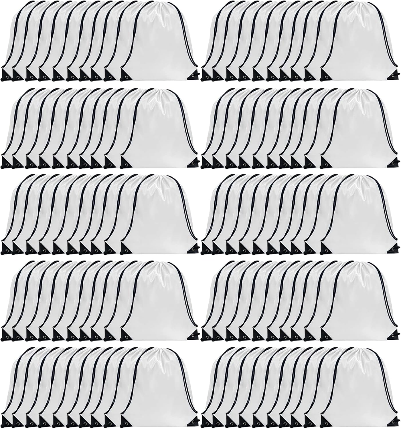 GoodtoU Drawstring Backpack Bulk, 100 Pcs Draw String Bags Cinch Bag Gym Sackpack Drawstring Bags for Women Men, White