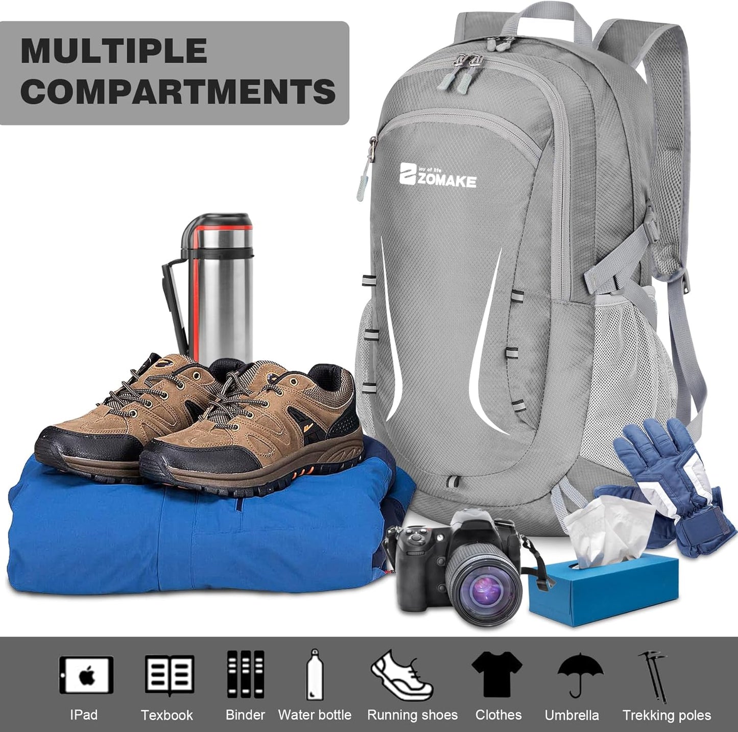 ZOMAKE Lightweight Packable Backpack 35L, Foldable Backpacks Water Resistant Collapsible Light Daypack for Hiking