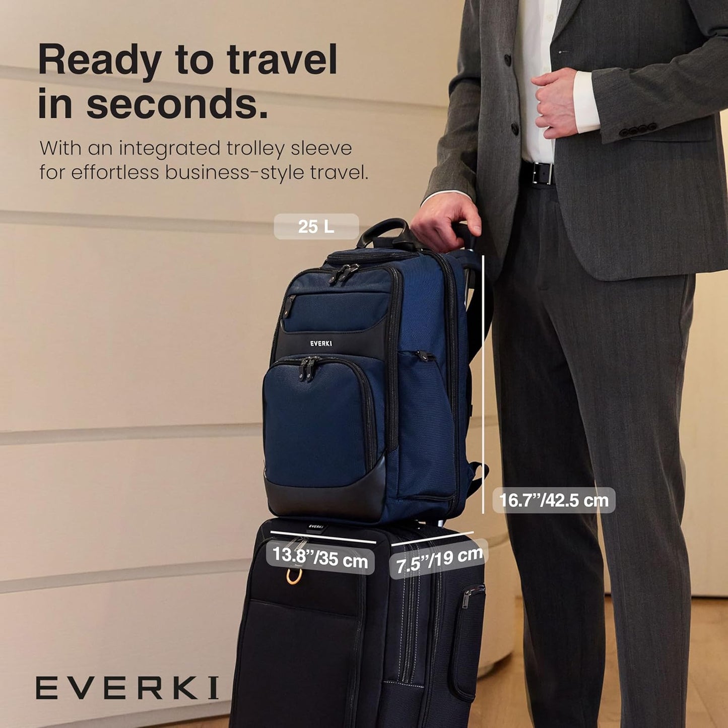 EVERKI Onyx Premium Business Executive Laptop Backpack - Ballistic Nylon and Leather Office