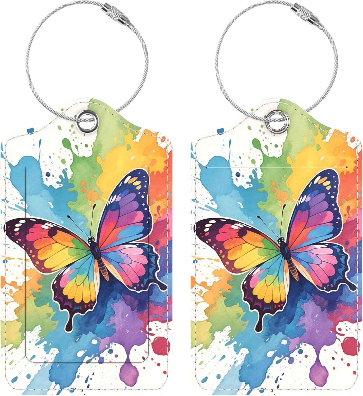 Luggage Tags for Suitcases, 2 Pack Cute PU Leather Luggage Tag TSA Approved with Stainless Steel Loop and Address Card Baggage Tag for Travel&Hotel Stays&Cruise Ships&Shipping and Mailing