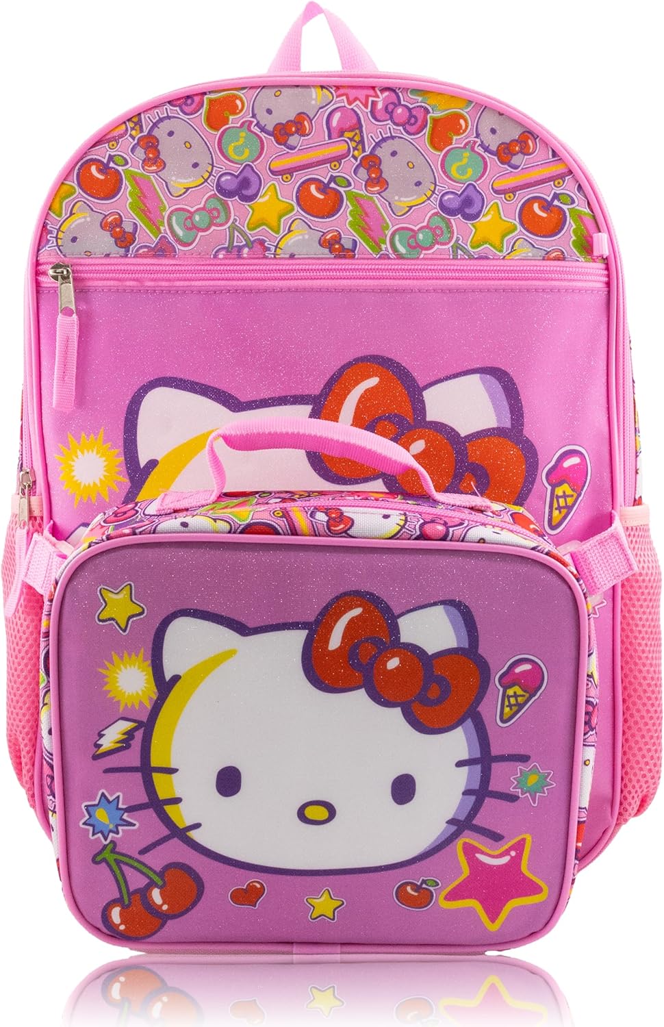 Sanrio Hello Kitty Backpack With Lunch Box for Kids | Insulated Lunch Bag Lunch Box for Girls, Boys, Toddlers | Backpack for School and Reusable Lunchbox with Matching Headphones and Water Bottle