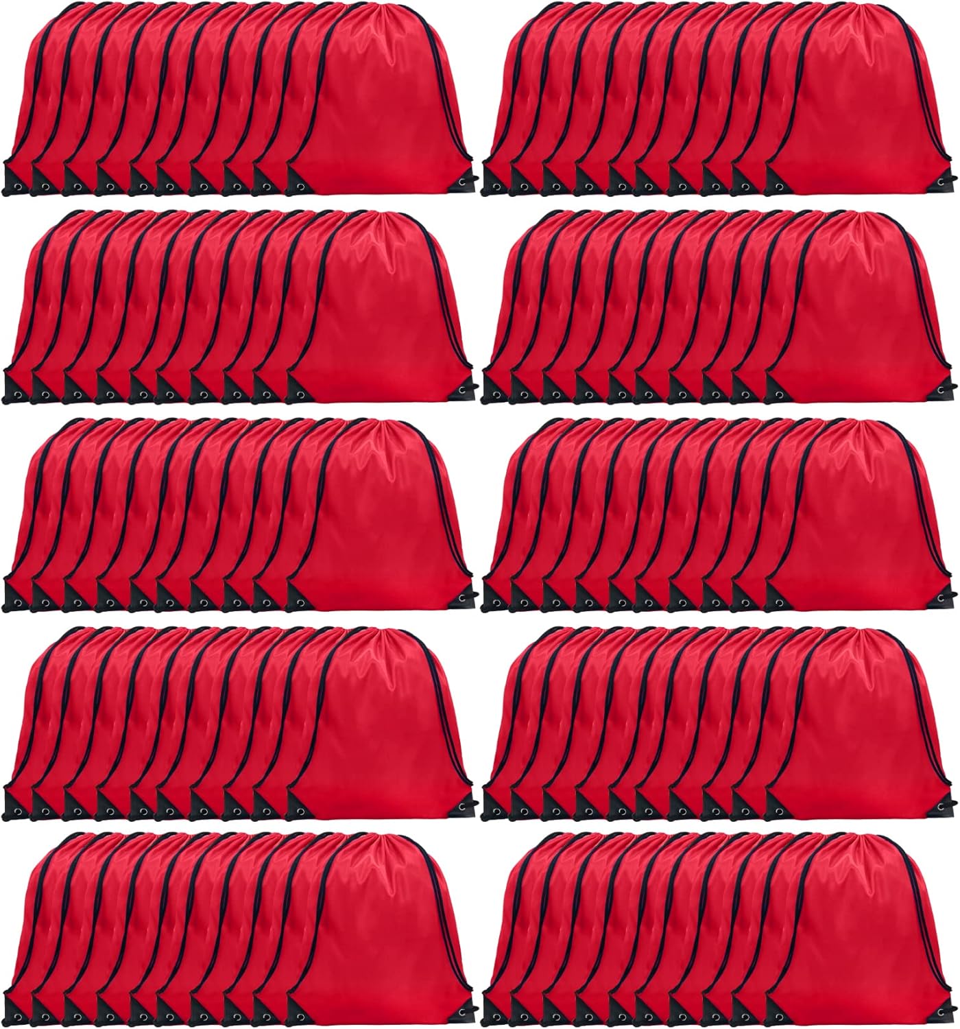 GoodtoU Drawstring Bags Bulk, 100 Pcs Cinch Bag Gym Sackpack Drawstring Backpack for Women & Men, Red