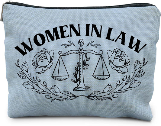 Lawyer Gifts for Women - Law Graduation & Future Lawyer Gift Set, Women in Law Cosmetic Bags Makeup Pouch (Blue)