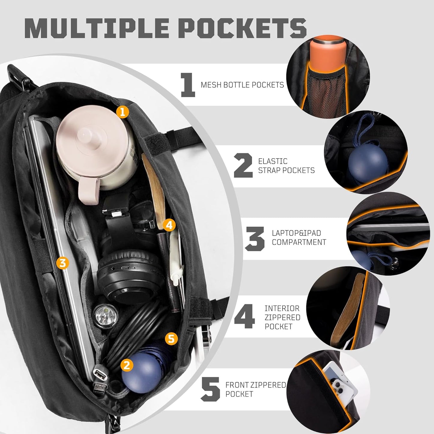 1TG Messenger Bag for Men,Laptop Bag 15.6 Inch Tactical Waterproof Nylon Crossbody Shoulder