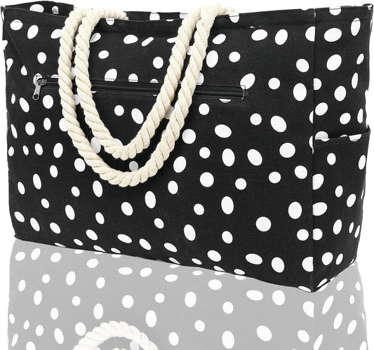 Large Beach Bag for Women, Waterproof Travel Tote Bag with Lunch/Wet Pocket for Weekender, Sandproof, Zipper Closure