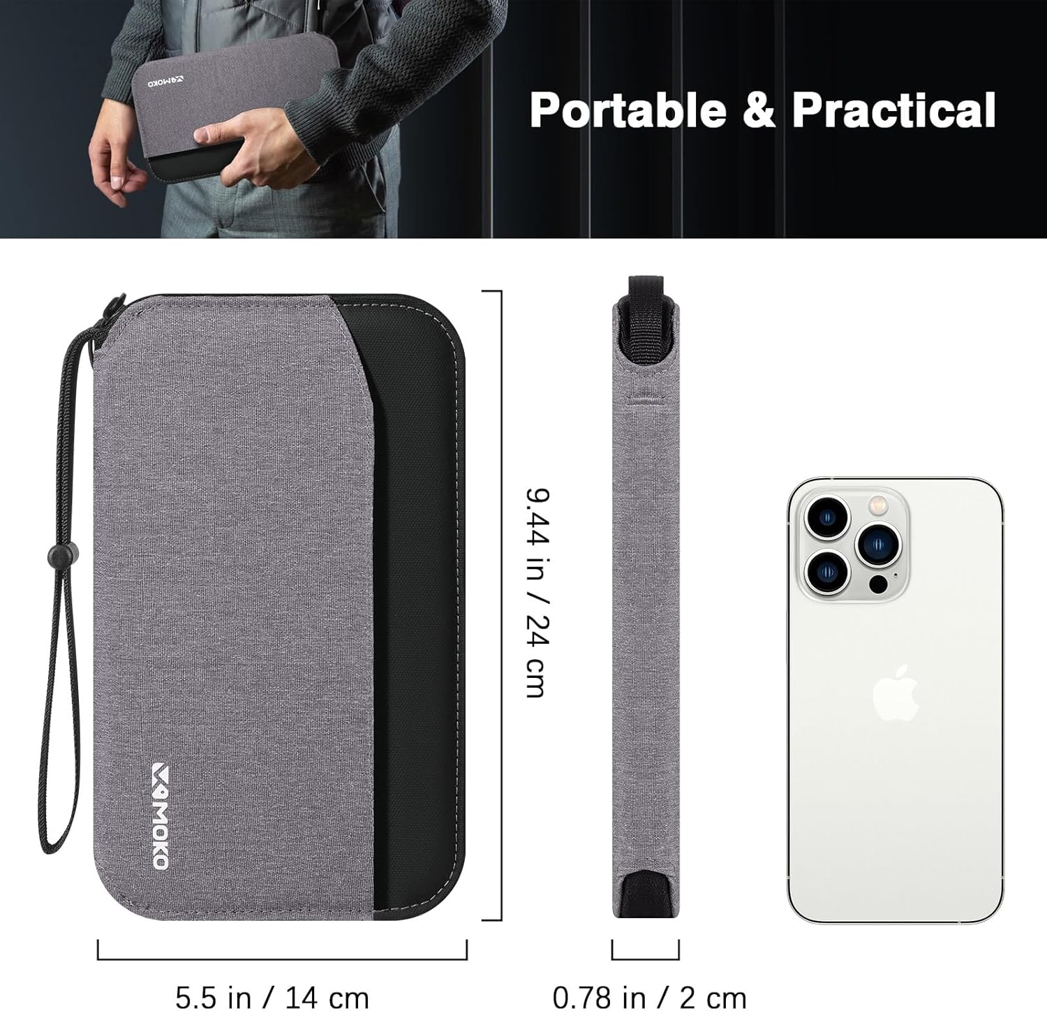 MoKo Family Passport Holder for 5, RFID Blocking Passport Wallet for Men Women, Travel Wallet