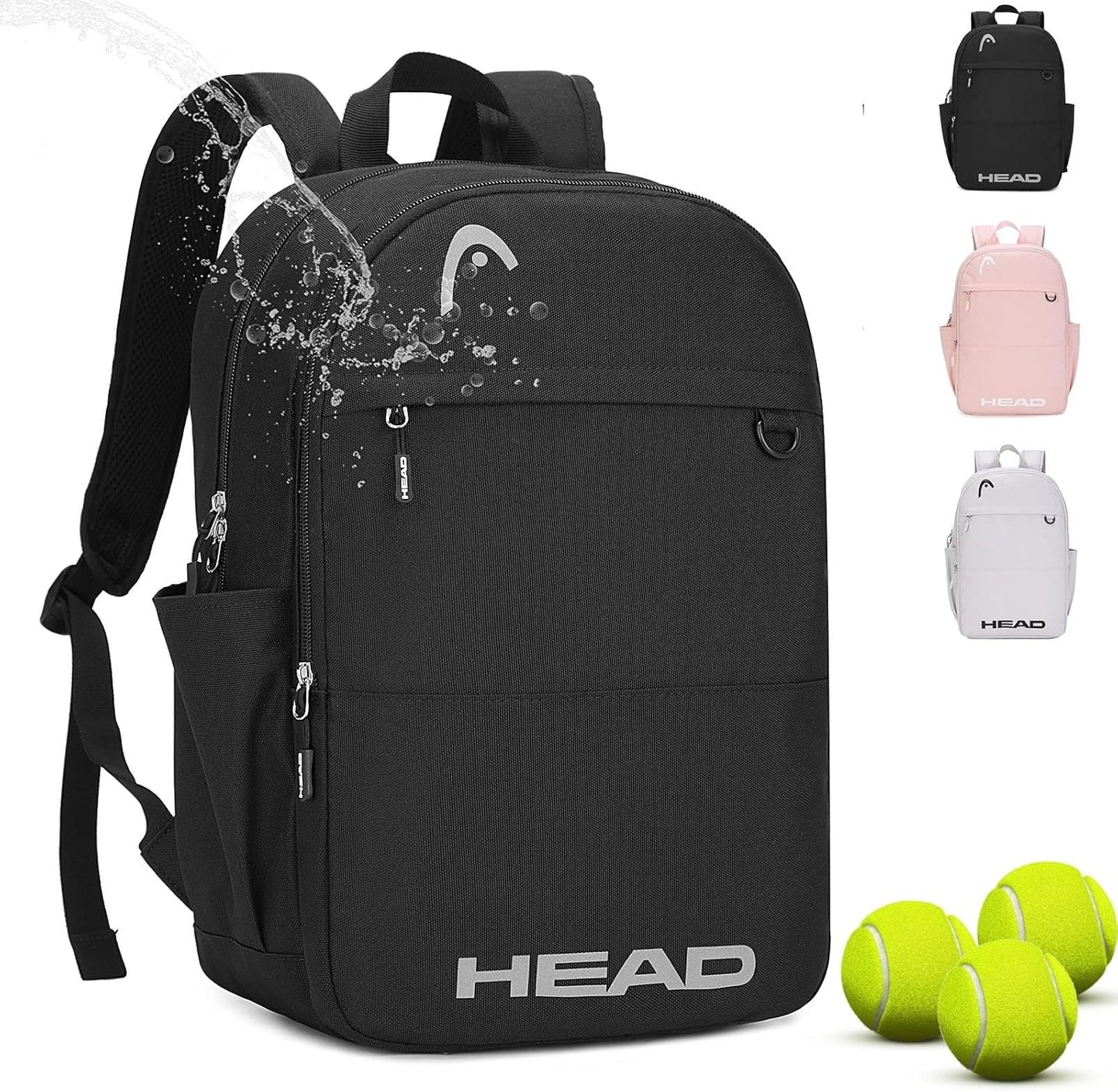 HEAD Waterproof Travel Backpack for Women & Men, Lightweight Laptop Backpack Computer Bags fits 15.6 inch Notebook, Casual Daypack College Backpacks for Weekender Overnight/Sports Gym/Work/Fitness