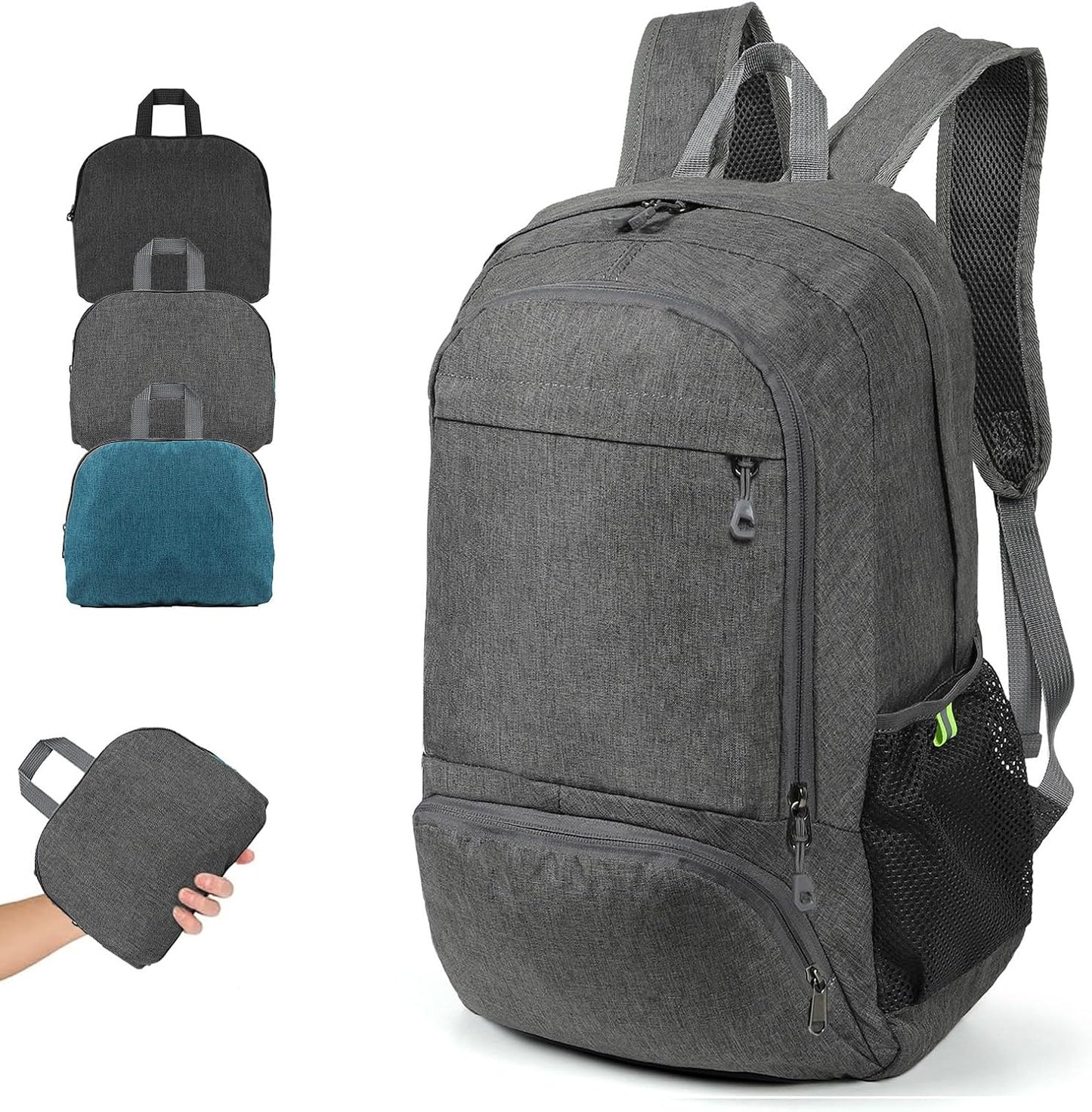 TANTOMI Small Hiking Backpack 25L Ultralight Foldable Camping Backpack Breathable Travel Backpacks Hiking Daypack for Men Women (Gray)
