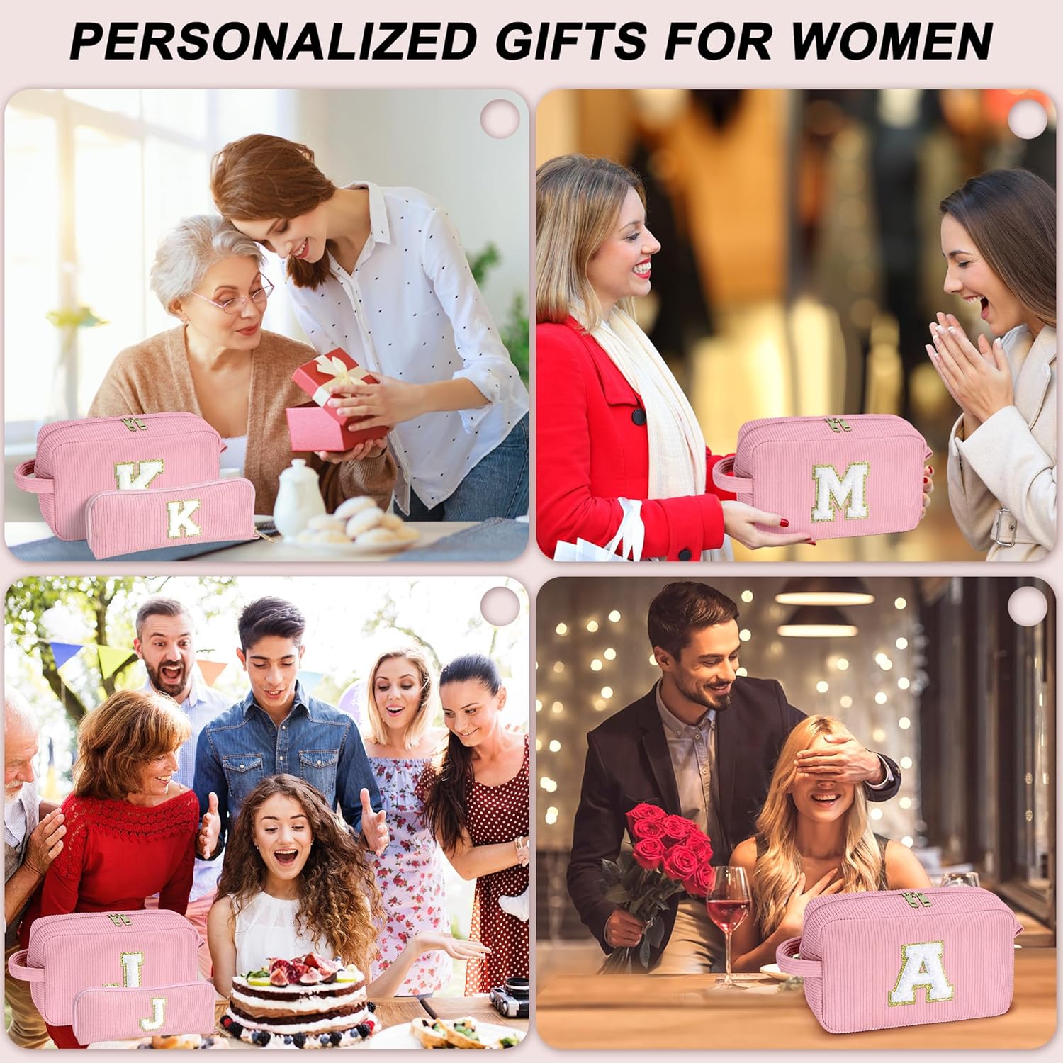 YOOLIFE Initial Travel Makeup Bag Cosmetic Bag - Teen Girl Gifts Trendy Stuff Friend Birthday Gifts