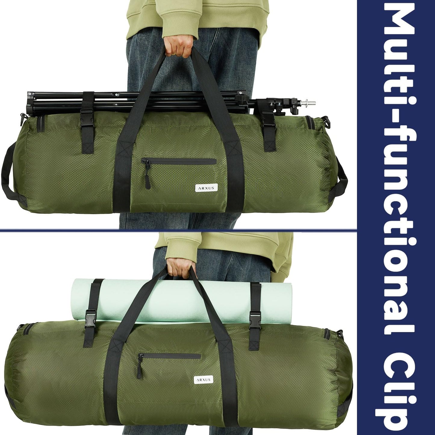 Arxus Extra Large Duffle Bag for Travel Gym 90L 50L 30L Baseball Bat Sports Duffel Bags for Men with Shoulder Strap, Tent Storage Camping