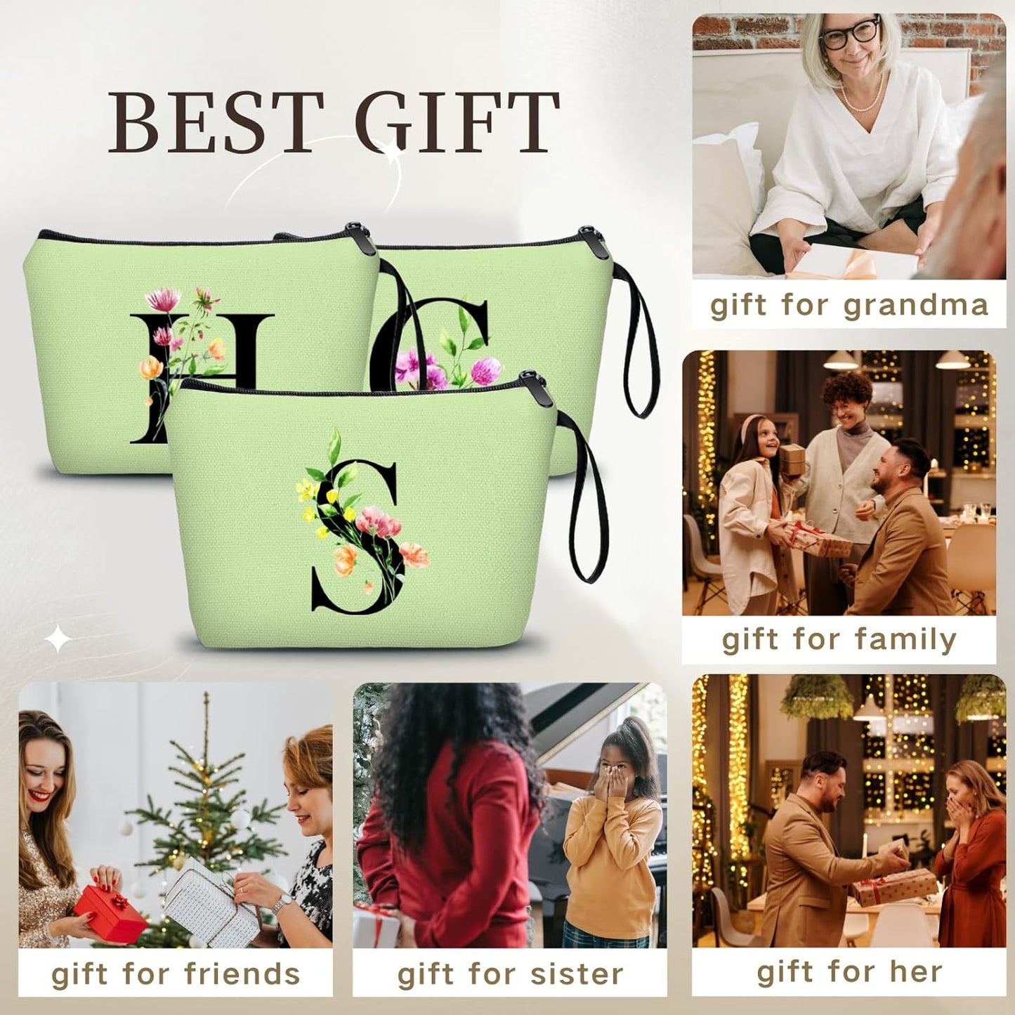 Women Birthday Unique Bride to be Bridal Shower Initial Gifts for Mom Sister Friend Her Teacher Aunt Makeup Cosmetic Bag with Mirror Mothers Day Christmas Graduation S