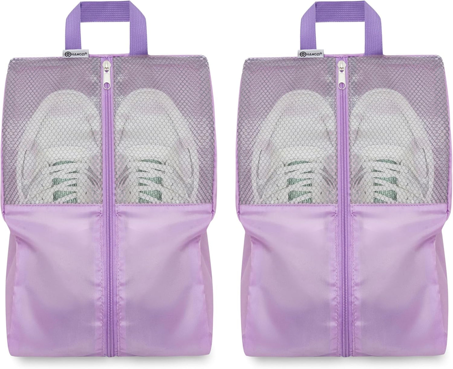 Shoe Bags For Travel, Used As For Storage or Shoe Travel Bag, Space Saving When Travelling With This Travel Shoe Bags For Packing, Sneaker Bag. (Light Purple, 2 Pack, Large)