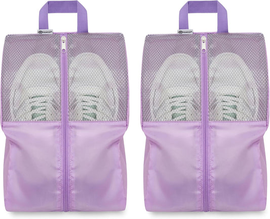 Shoe Bags For Travel, Used As For Storage or Shoe Travel Bag, Space Saving When Travelling With This Travel Shoe Bags For Packing, Sneaker Bag. (Light Purple, 2 Pack, Large)