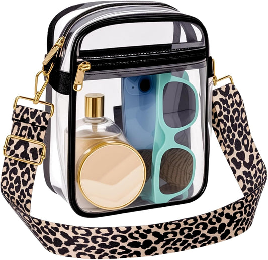Clear Bag for Stadium Events, Clear Purse with Removable Strap, Messenger Bag for Concert Work Sports and Fetivals