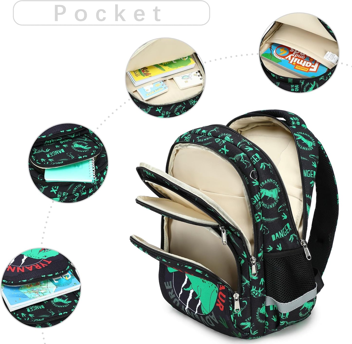 abshoo Cute Dinosaur School Backpack For Boys Elementary Kindergarten Kids School Bag (Dinosaur Black A)