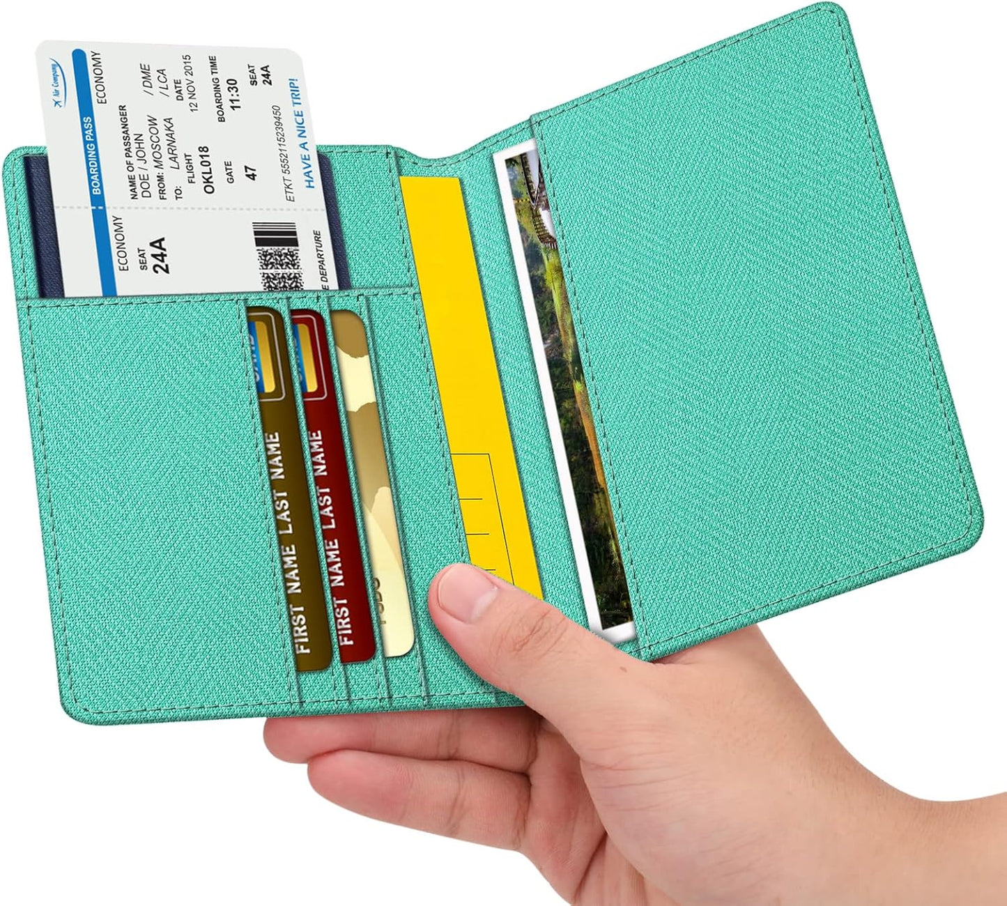 FINTIE Passport Holder, Slim Travel Wallet RFID Blocking Card Case Cover Passport Cover Protector Essentials with Credit Card Slots for Women/Men