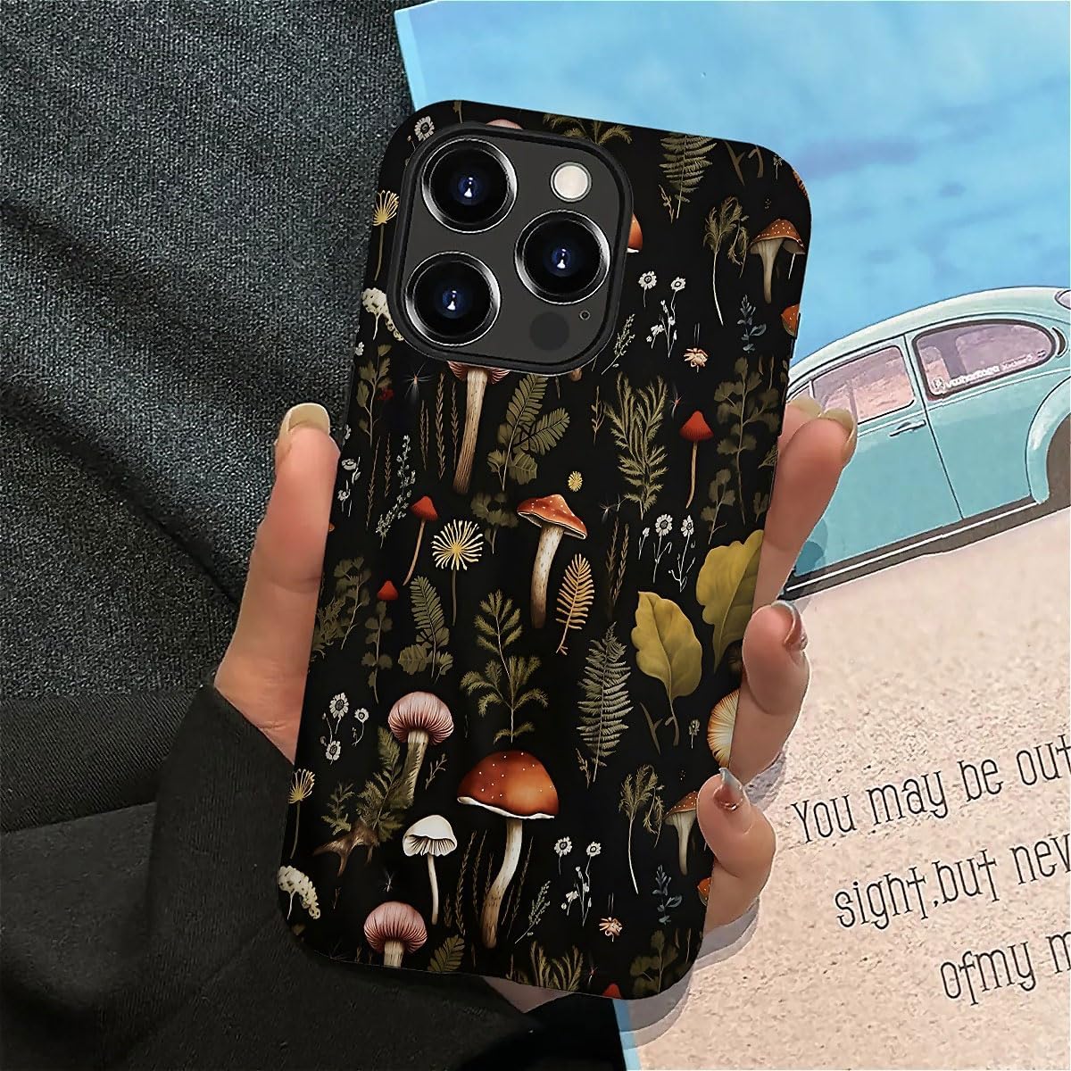 SEized Case Compatible with for iPhone 16 Pro Max,Vintage Mushroom Snail Daisy Leaf Phone Case for Girl Women Boy Men,Durable Protection Phone Case for iPhone 16 Pro Max