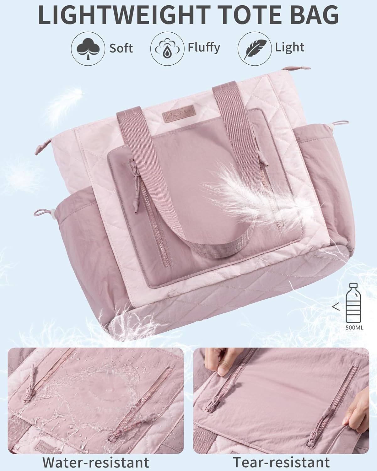 Puffer Tote Bag for Women, Lightweight Puffy Work Laptop Handbag Teacher Nurse Quilted Shoulder School Daily Travel Gym Bags