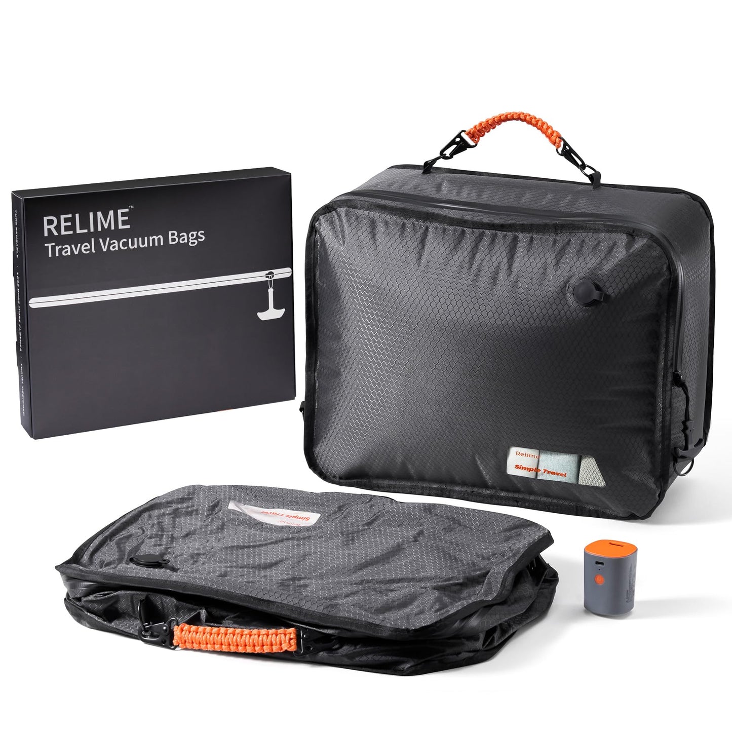 Relime Apex Series Vacuum Bags for Travel Luggage, 180° Open, Reusable Compression Bags for travel