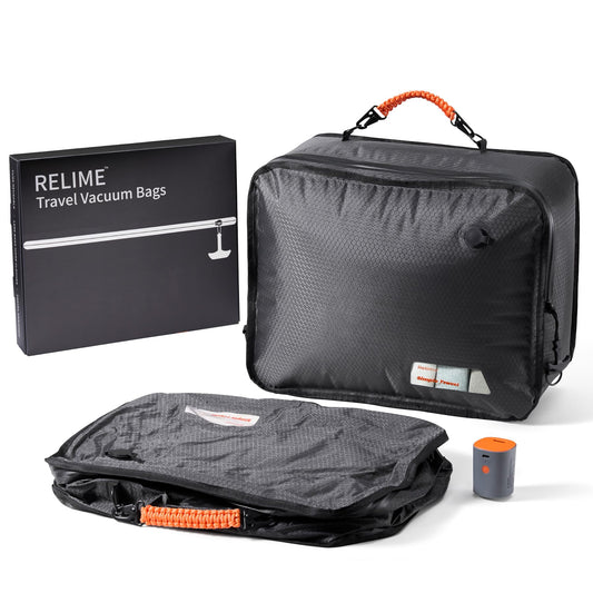 Relime Apex Series Vacuum Bags for Travel Luggage, 180° Open, Reusable Compression Bags for travel