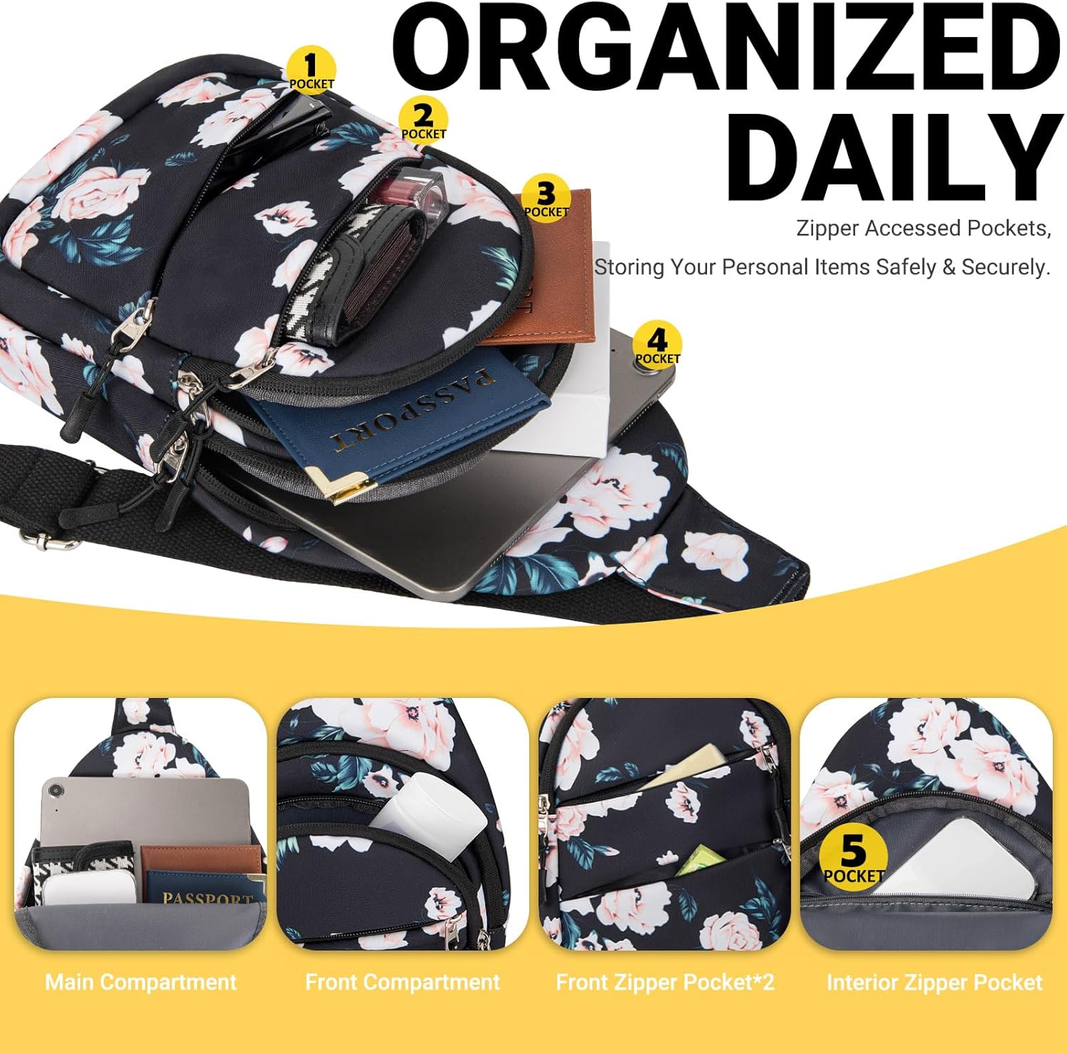 Crossbody Bags for Women, Sling Bag for Men, Small Hiking Backpack Anti Theft Lightweight for