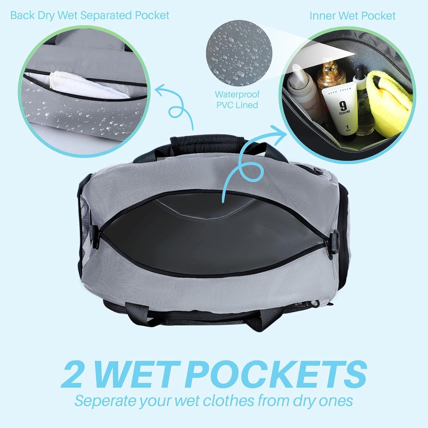Small Gym Bag with Shoes Compartment & Wet Pocket,Unisex Sport Duffel Bag for Pickleball