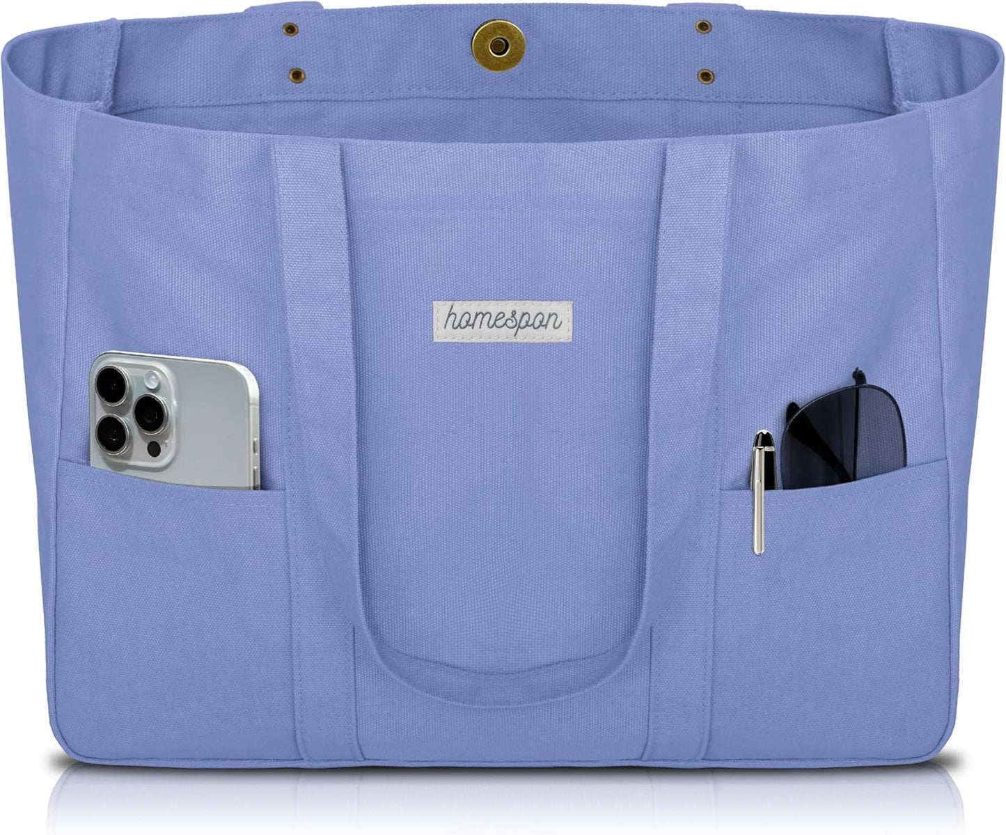 HOMESPON Large Canvas Tote Bag for Women Everything Bag with Pockets and Laptop Sleeve